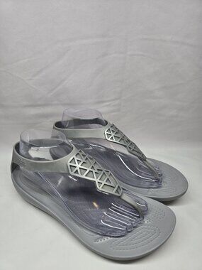 Crocs Serena Embellish Sandals Women's Size 10 Flip Flop Gray Thong Comfort
